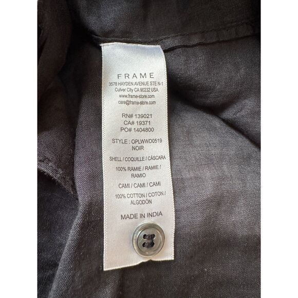 FRAME Lauren Ruffled Ramie-gauze Mini Dress In Black Size Small - Picture 5 of 5